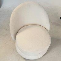 White Teddy Fleece Swivel Accent Chair