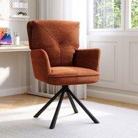 Burnt Orange Chenille Swivel Accent Chair with Y-Stitch Backrest