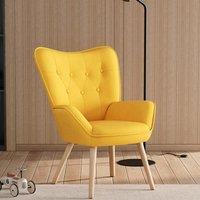Scandinavian Style Upholstered Accent Chair Compact Oak Leg Design