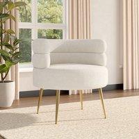 Cloud-Soft Boucl Tiered Accent Chair with Gold Metal Legs