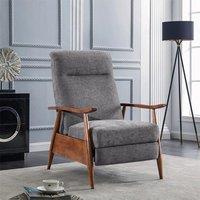 Mid-Century Modern Reclining Armchair Grey Faux Cashmere