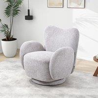 Cloud-Like Swivel Accent Chair Grey Textured Fabric