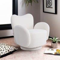 Playful Cloud Swivel Accent Chair Cream Teddy Fleece