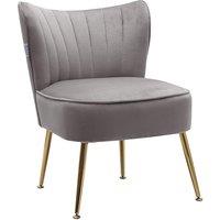 Modern Leisure Accent Chair Grey Velvet with Gold Legs