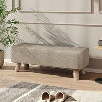 Scandinavian Style Rectangular Ottoman Bench Linen Fabric Beige