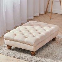 Tufted Upholstered Bench Velvet Fabric with Piped Edging and Turned Bun Feet