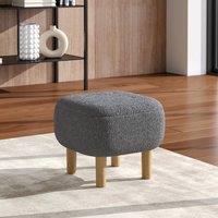 Square Teddy Fabric Ottoman Stool with Tufted Detail
