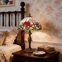 Lightsin Tiffany Table Lamp | Handcrafted Stained Glass Floral Petals Series Red, Pink and Purple