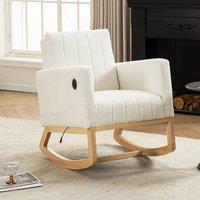 Modern Teddy Fabric Rocking Chair with USB Charging Port