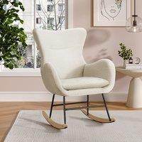 Modern Teddy Fabric Rocking Chair with Rubber Wood Base