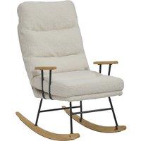 Modern Teddy Fabric Rocking Chair with Wooden Armrests