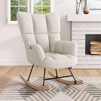 Modern Teddy Fabric Rocking Chair with Side Pocket