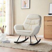 Modern Teddy Fabric Rocking Chair with Black Oak Legs