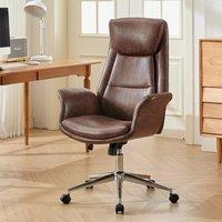 Retro PU Leather Executive Office Chair with Chrome Base