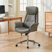 Retro PU Leather Executive Office Chair with Chrome Base