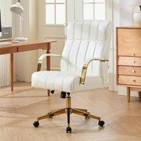 Vertical Stitched PU Office Chair with Gold Frame