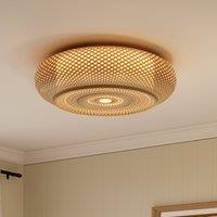 Lightsin Lutta-Japanese-Style Bamboo Rattan Pendant & Ceiling Light Flat Flush Mount or Hanging Fixture for Bedroom, Living Room & More