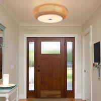 Lightsin Lutta-Handwoven Bamboo Ceiling Light Zen-Style LED Fixture for Living Room, Bedroom & Dining Room