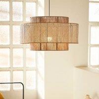 Lightsin Natural Woven Rattan and Hemp Rope Rustic Pendant Light Fixture