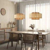 Lightsin Natural Woven Rattan and Hemp Rope Rustic Pendant Light Fixture