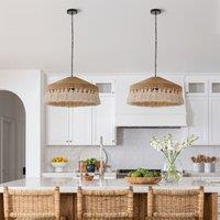 Lightsin Bohemian Style Handcrafted Woven Hemp Rope Hanging Pendant Lights