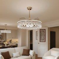 Lightsin 60cm Modern Gold Crystal Ceiling Fan with Light