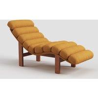 Cottonfy Modern Ergonomic Corduroy Chaise Lounge with Natural Wooden Frame