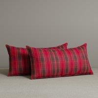 Exclusive Waist Cushion in Garnet Red Checkered Cotton Linen, 56*27*12 CM