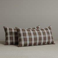 Exclusive Waist Cushion in Coffee Checkered Cotton Linen, 56*27*12 CM