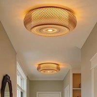Lightsin Lutta-Handwoven Bamboo Ceiling Light Zen-Style LED Fixture for Living Room, Bedroom & Dining Room