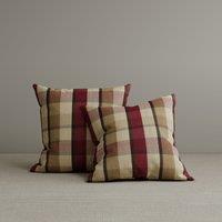 Square Exclusive Design Cushion in Claret Red Check Cotton Linen, 45*45CM