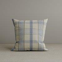 Square Exclusive Design Cushion in Misty Blue Plaid Cotton Linen, 45*45CM