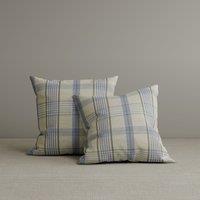 Square Exclusive Design Cushion in Misty Blue Plaid Cotton Linen, 45*45CM