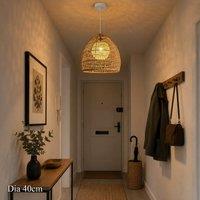 Lightsin Natural Rattan Pendant Light with Optional Woven Inner Sphere