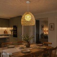 Lightsin Natural Rattan Pendant Light with Optional Woven Inner Sphere