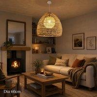 Lightsin Natural Rattan Pendant Light with Optional Woven Inner Sphere