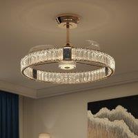 Lightsin 60cm Gold Crystal Ceiling Fan with LED Light, Remote Control & 6 Speeds