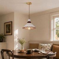 Lightsin Brown Ceramic Lace Pendant Light | E27 Decorative Ceiling Lamp