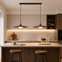 Lightsin Walnut Double Pendant Light | Linear E27 Ceiling Lamp