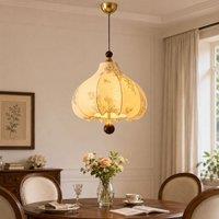 Yellow Floral Fabric Pendant Light | Adjustable E27 Ceiling Lamp