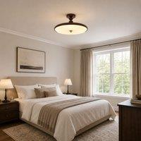 Walnut Pleated Ceiling Light | LED Flush Mount