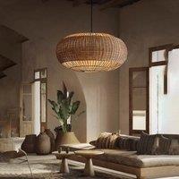 Lightsin Handcrafted Rattan Pendant Light in Flat Round Basket Shape