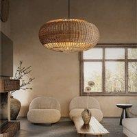 Lightsin Handcrafted Rattan Pendant Light in Flat Round Basket Shape