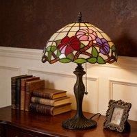 Lightsin Tiffany Table Lamp | Handcrafted Stained Glass Floral Petals Series Red, Pink and Purple