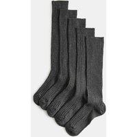 M&S 5 Pack of Long Ribbed School Socks Grey