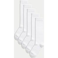 M&S 5 Pack of Knee High Socks White