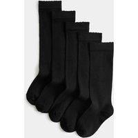 M&S 5 Pack of Knee High Socks Black