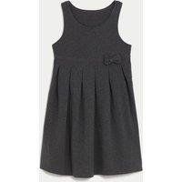 M&S Girls' Jersey Bow School Pinafore (2-12 Yrs) Grey