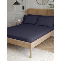 M&S Egyptian Cotton 230 Thread Count Crisp Fitted Sheet Midnight Navy