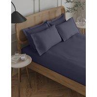 M&S Egyptian Cotton 230 Thread Count Crisp Flat Sheet Midnight Navy